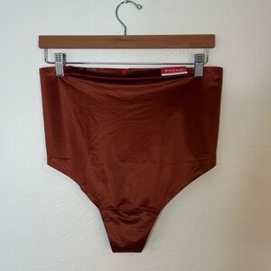 NWT Spanx Shaping Satin Thong Burnt Rust Liquid Stretch Control Size 3X